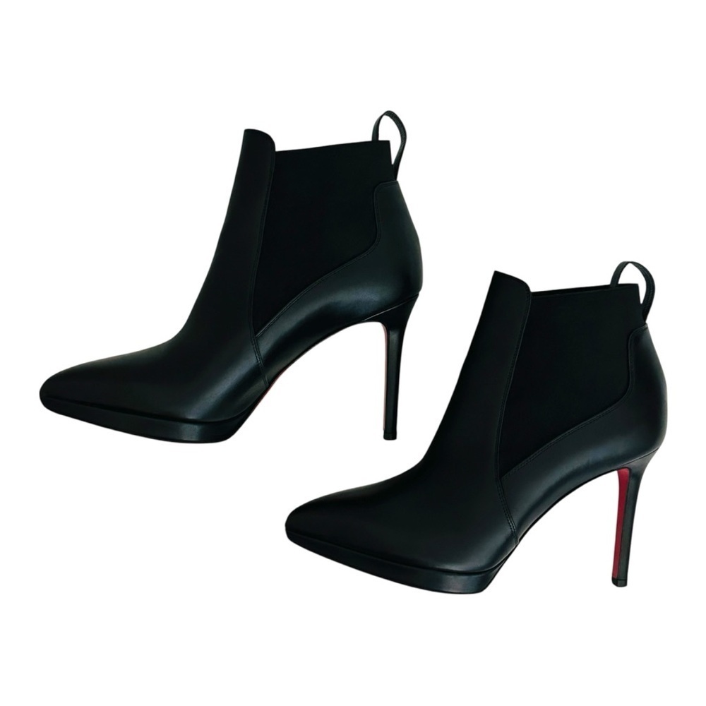 Christian Louboutin Crochinetta 100 Black Leather Ankle Boots Size 36.5 - Picture 2 of 15